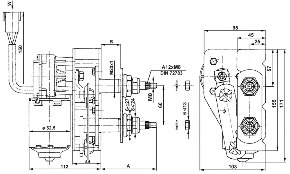 Wischermotor   12V   60°-70°-80°